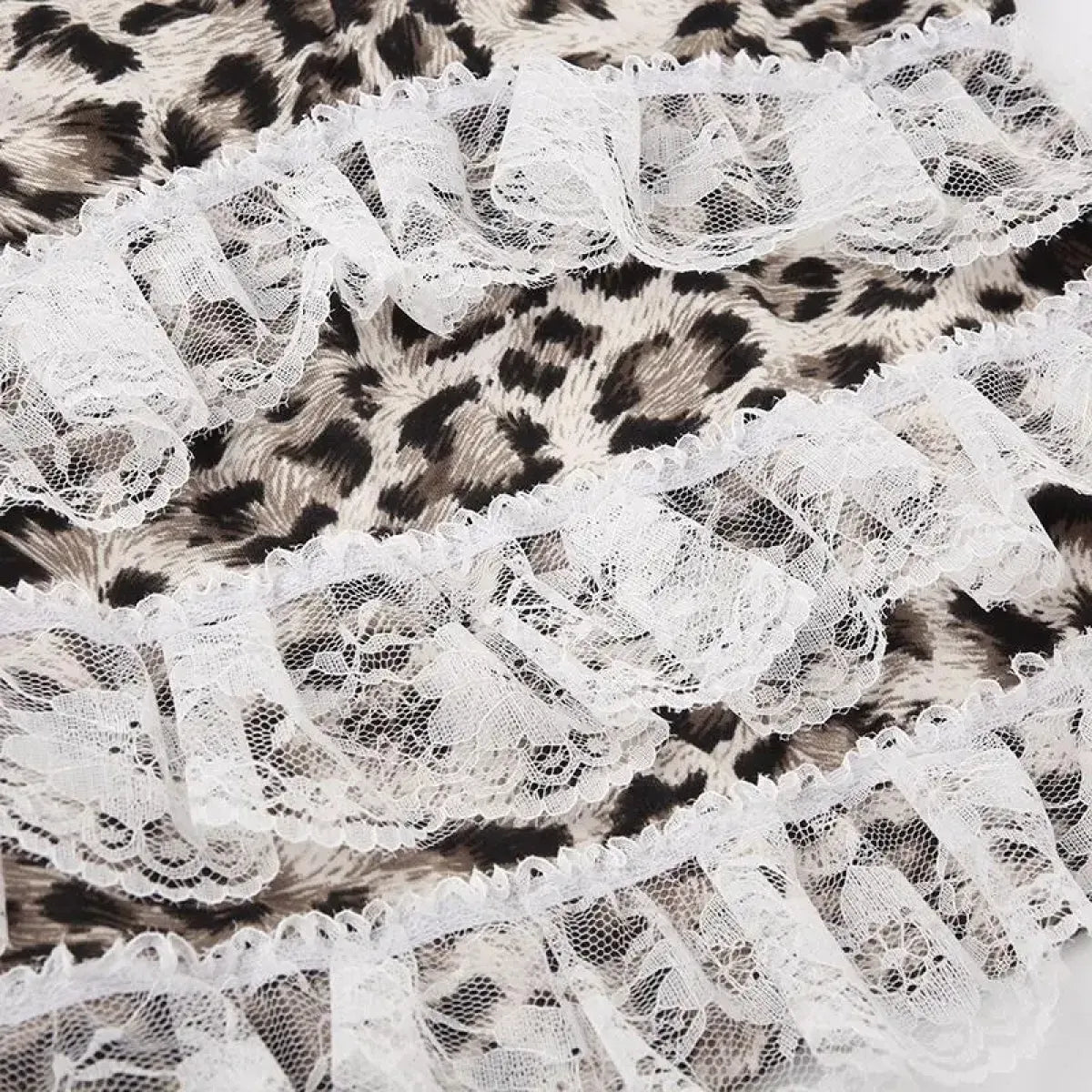 Leopard Print Lace Ruffle Tank Top – Y2K Coquette Cropped Camisole