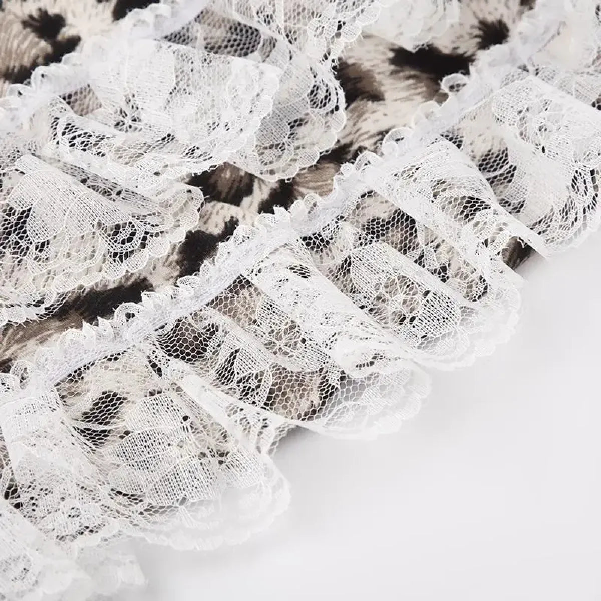 Leopard Print Lace Ruffle Tank Top – Y2K Coquette Cropped Camisole