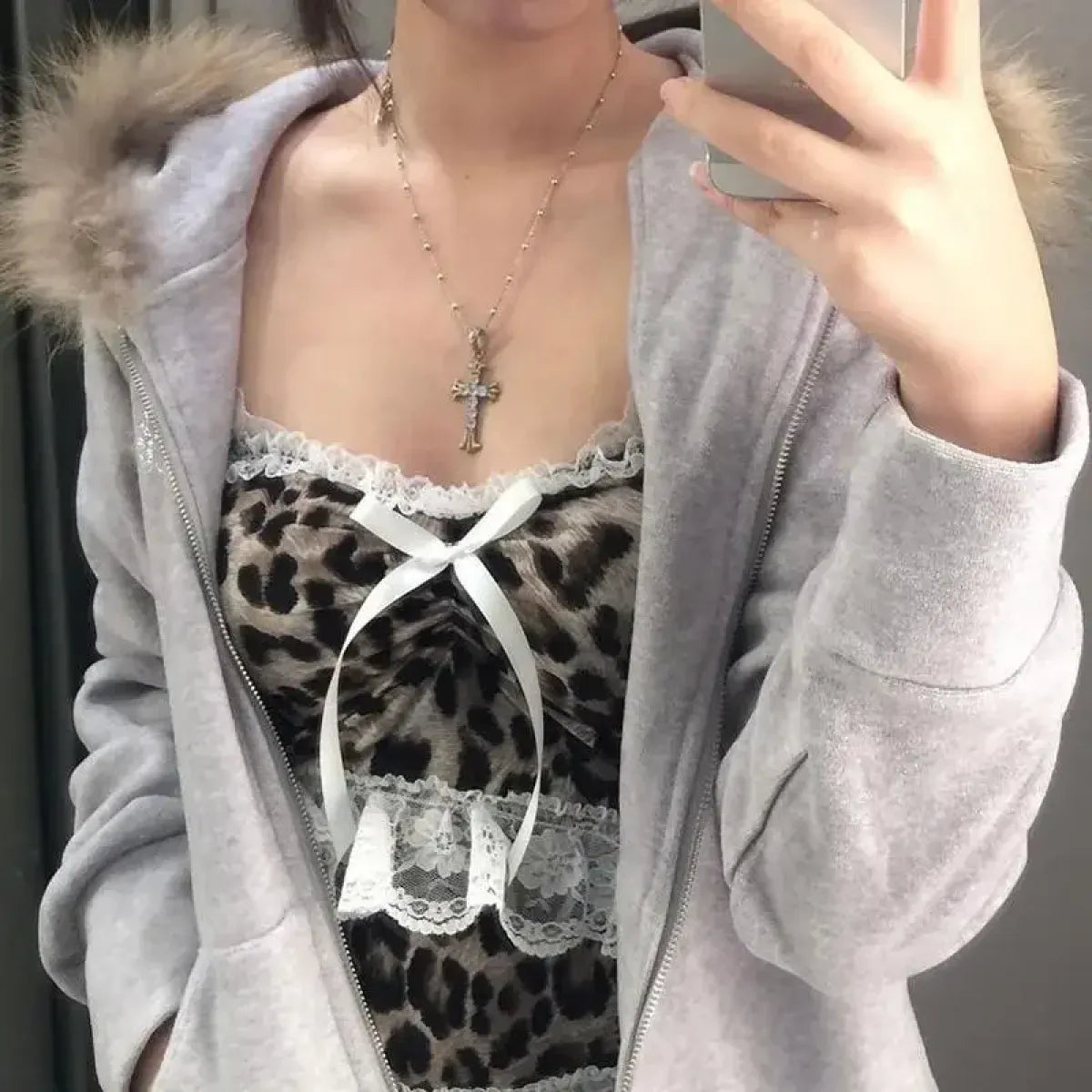 Leopard Print Lace Ruffle Tank Top – Y2K Coquette Cropped Camisole