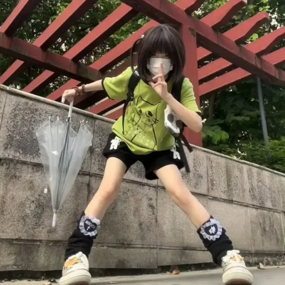 Loose Fit Cartoon Cat Tee – Y2K Harajuku Kawaii Summer T-Shirt