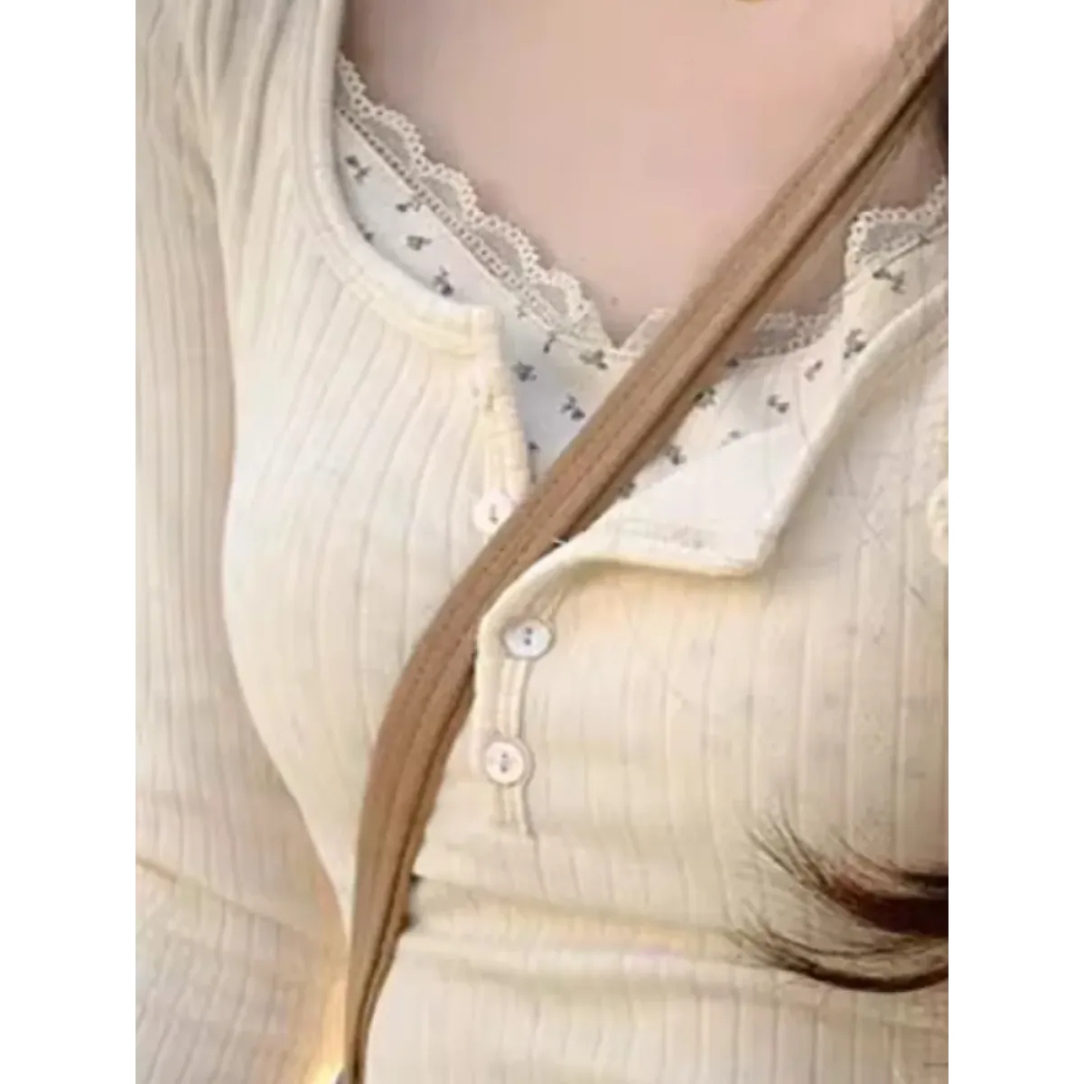 Layered Lace Trim Top – Y2K Harajuku Slim Fit Tee