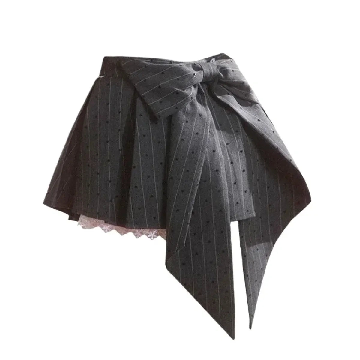 Pleated Mini Skirt – Y2K Lolita Bow Lace Patchwork