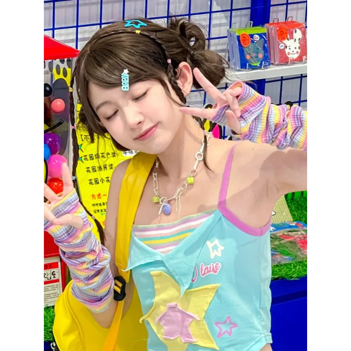 Y2K Patchwork Tees - Harajuku Kawaii Slim Tanks