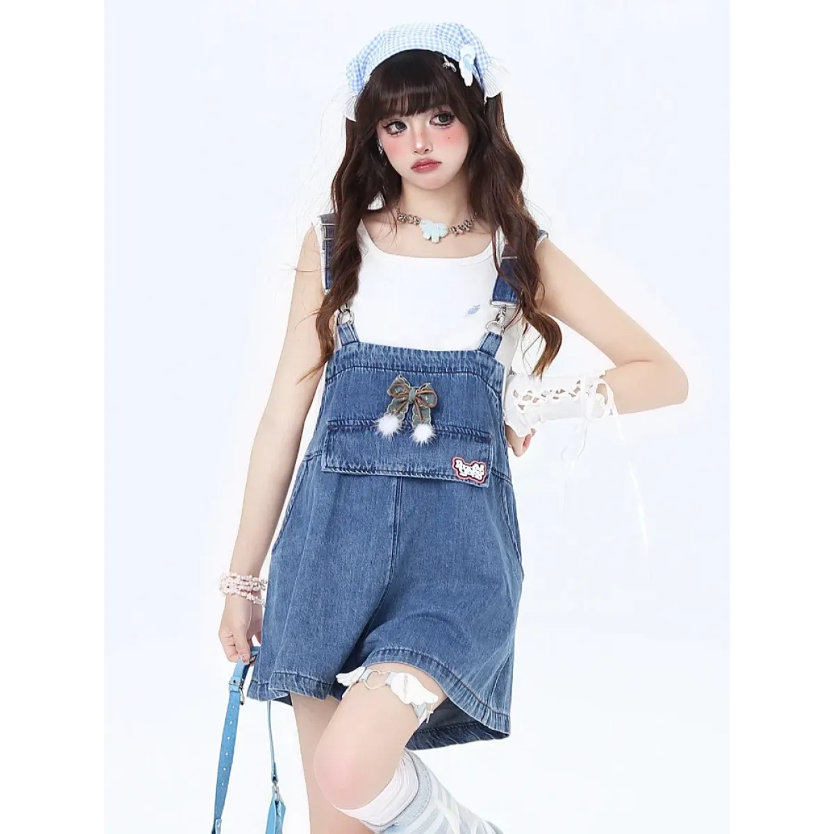 Kawaii Denim Overall Dress – Y2K Vintage Japanese Style