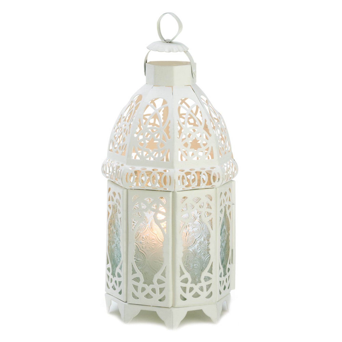 WHITE LATTICE LANTERN