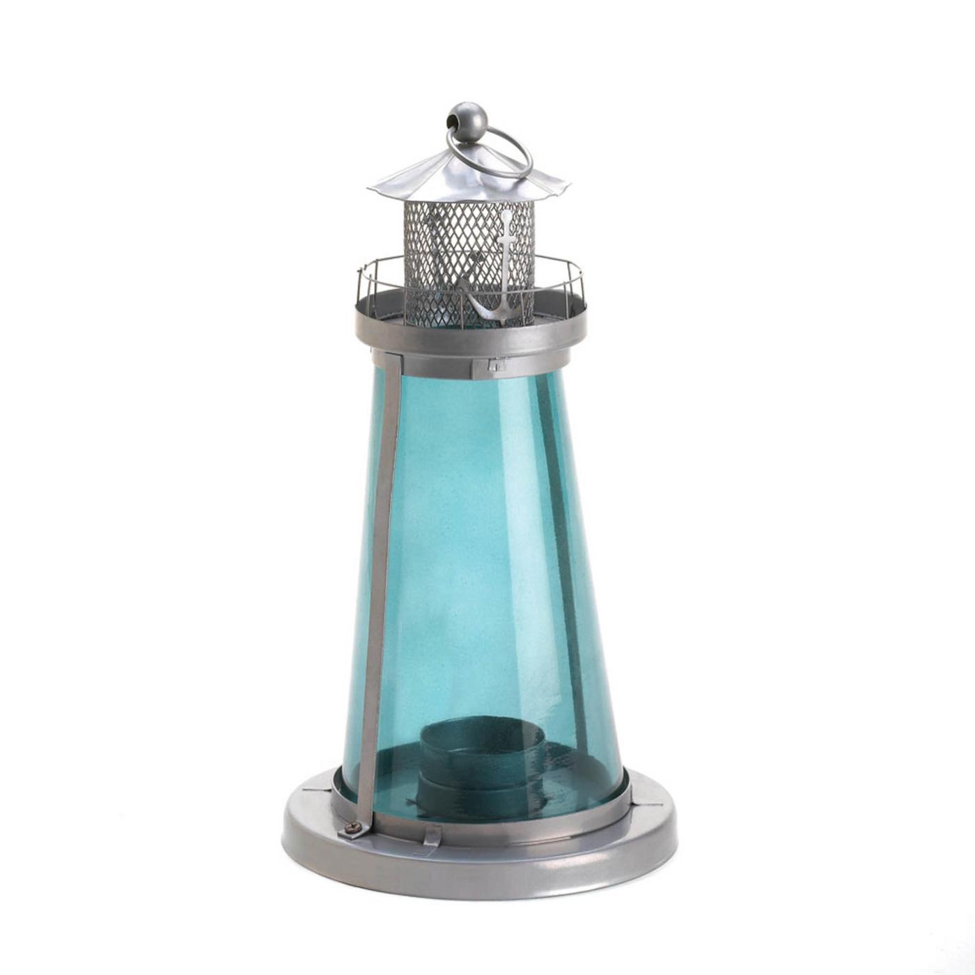 Blue Glass Watch Tower Candle Lamp Lighthouse