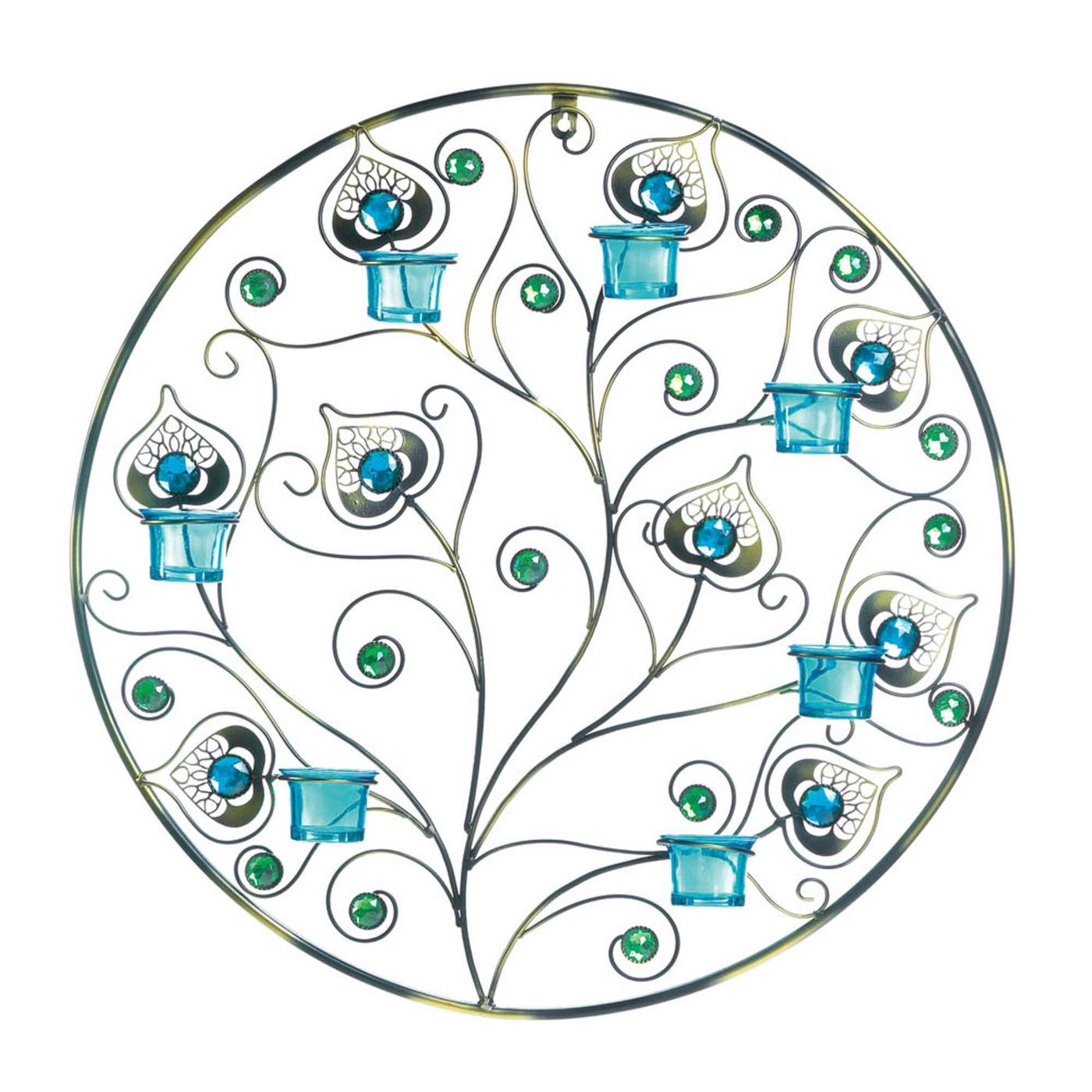 PEACOCK PLUMES CIRCULAR WALL SCONCE