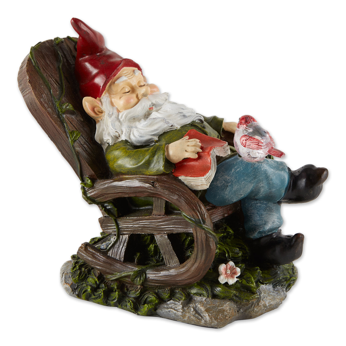 SOLAR RED BIRD ROCKING CHAIR GNOME