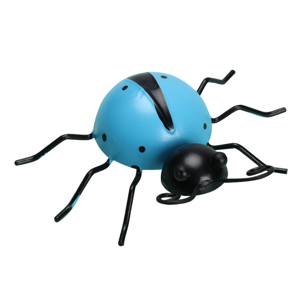 3D Metal Ladybug Garden Wall Decor Cute Rustic Wall Sculpture