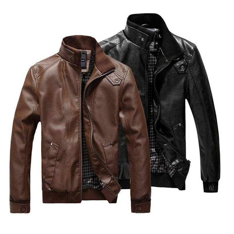 Men's Leather Jacket Biker Jackets Motorcycle