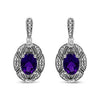 .925 Sterling Silver Diamond Accent and 8x6mm Purple Oval Amethyst Stud Earrings (I-J Color, I1-I2 Clarity)