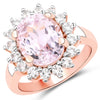 5.56 Carat Genuine Kunzite and White Topaz .925 Sterling Silver Ring