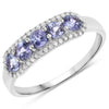 0.61 Carat Genuine Tanzanite and White Diamond 14K White Gold Ring