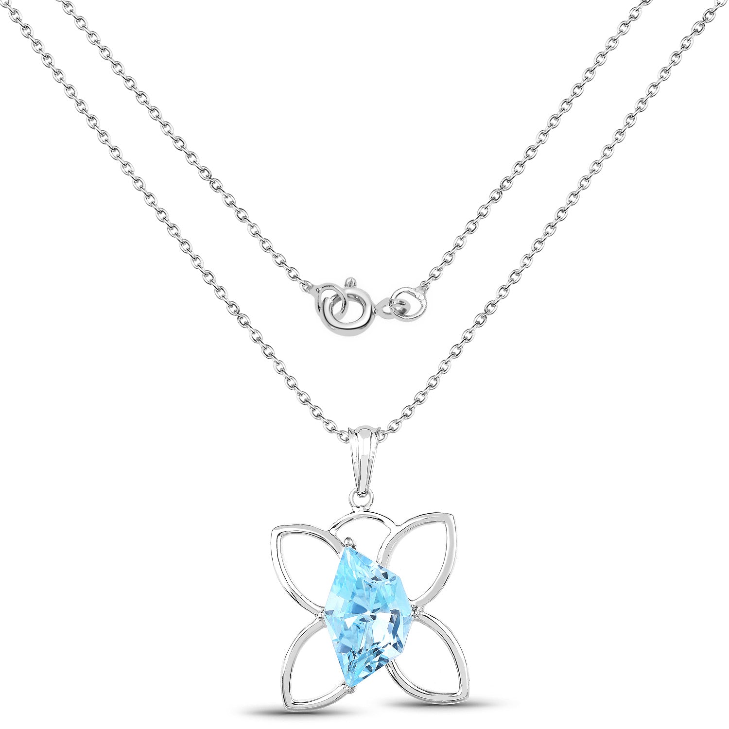 10.58 Carat Genuine Swiss Blue Topaz .925 Sterling Silver Pendant