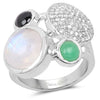 5.90 Carat Genuine Multi Stone .925 Sterling Silver Ring