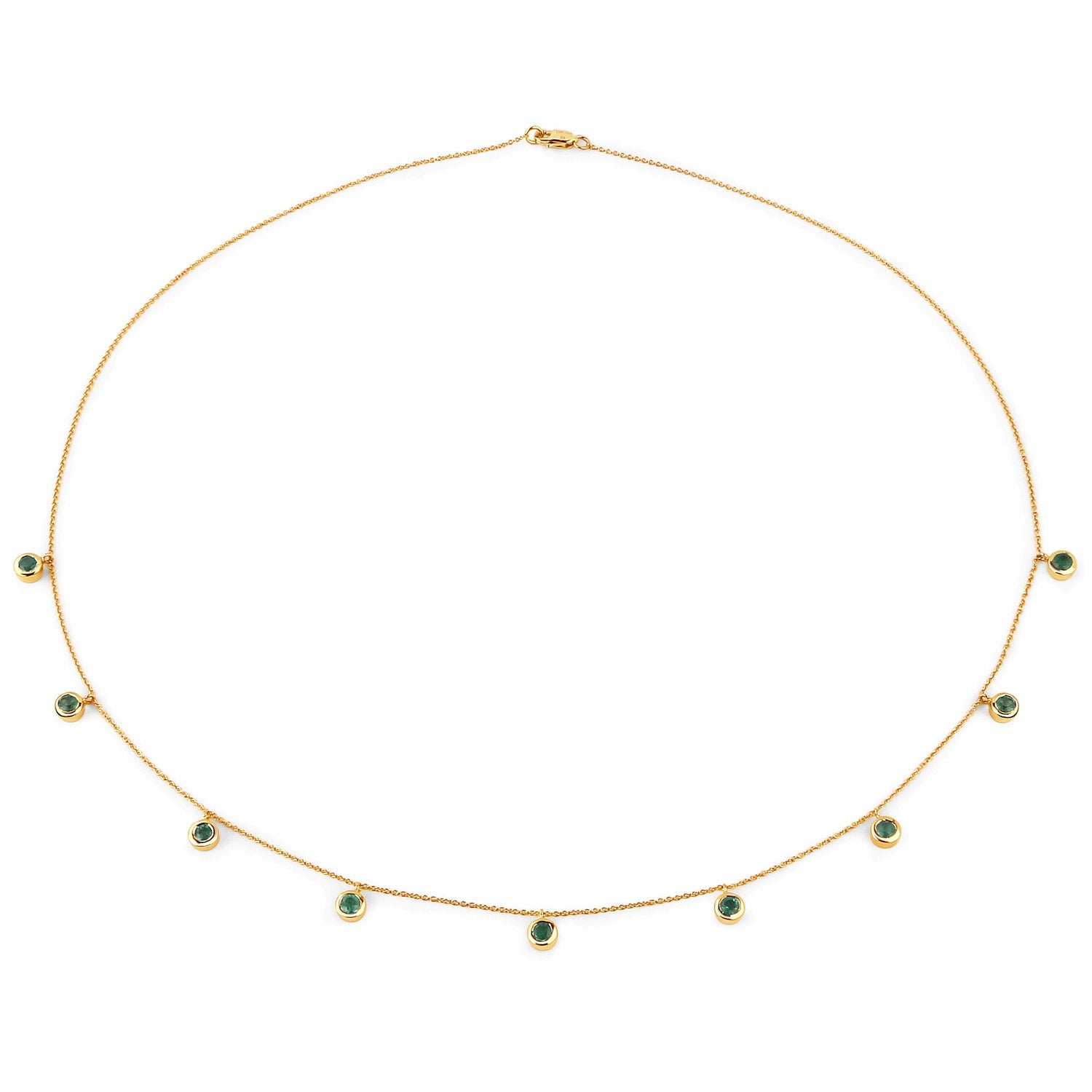 0.90 Carat Genuine Zambian Emerald 10K Yellow Gold Necklace