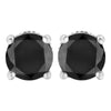 14K White Gold 2.00 Cttw Round Brilliant-Cut Black Diamond Classic 4-Prong Stud Earrings with Screw Backs (Fancy Color-Enhanced, I2-I3 Clarity)