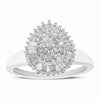 10K White Gold 1/2 Cttw Round & Baguette Cut Diamond Pear Shaped Domed PavÃ© Cluster with Halo Cocktail Ring (H-I Color, SI1-SI2 Clarity) - Size 5