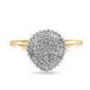 10K Yellow Gold 1/2 Cttw Round & Baguette Cut Diamond Pear Shaped Domed PavÃ© Cluster with Halo Cocktail Ring (J-K Color, I1-I2 Clarity) - Size 4-1/4