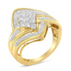 10K Yellow Gold over .925 Sterling Silver Diamond Bypass Cluster Ring (1 Cttw, I-J Color, I2-I3 Clarity) - Size 6
