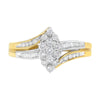 10K Yellow and White Gold 1/2 Cttw Diamond Marquise Shaped Cluster Split Shank Ring (H-I Color, SI2-I1 Clarity) - Size 7