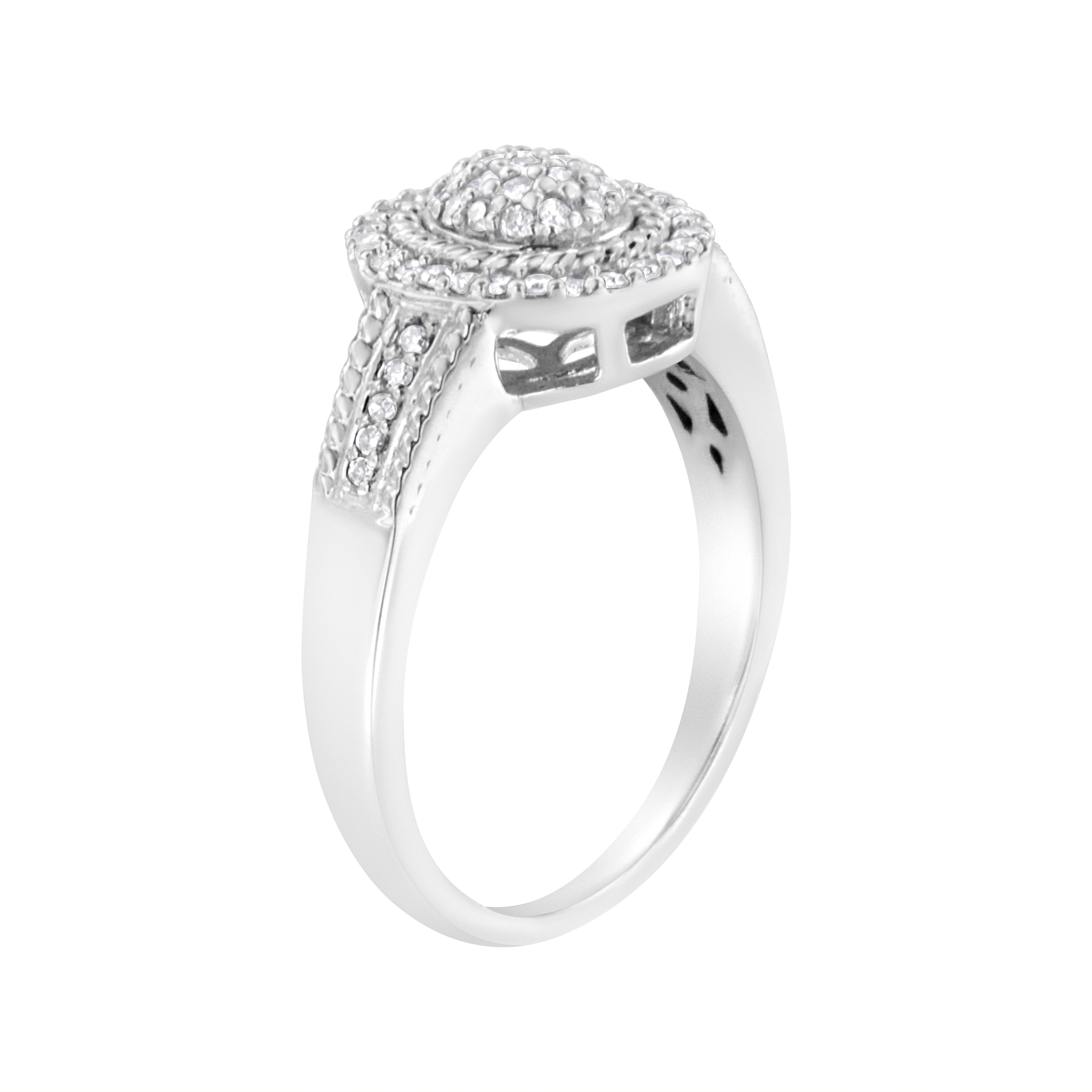 .925 Sterling Silver 1/3 Cttw Pave Set Round-Cut Diamond Braided Halo Cocktail Ring (I-J Color, I2-I3 Clarity) - Size 7