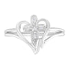 10K White Gold Diamond-Accented Cross & Open Heart Promise Fashion Ring (H-I Color, I1-I2 Clarity) - Size 7