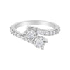 10K White Gold Two-Stone Miracle-Set Diamond Bypass Ring (1 Cttw, H-I Color, I1-I2 Clarity) - Size 6