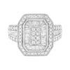 .925 Sterling Silver Round and Baguette Diamond Cathedral Ring (0.75 Cttw, H-I Color, I2-I3 Clarity) - Size 7