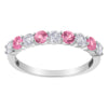 10KT White Gold 1/2 cttw Diamond and 3MM Created Blue Sapphire Gemstone Band Ring (H-I, I1-I2) - Size 7