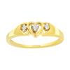 10KT Yellow Gold 1/20 cttw Diamond Triple Heart Diamond Ring (K-L, I1-I2) - Size 7