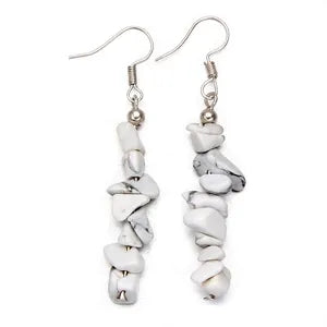 Natural Stone Chip Dangle Earrings With Sterling Silver Hooks