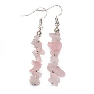 Natural Stone Chip Dangle Earrings With Sterling Silver Hooks