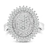 Sterling Silver 2.0 Cttw Diamond Oval Halo Cocktail Ring