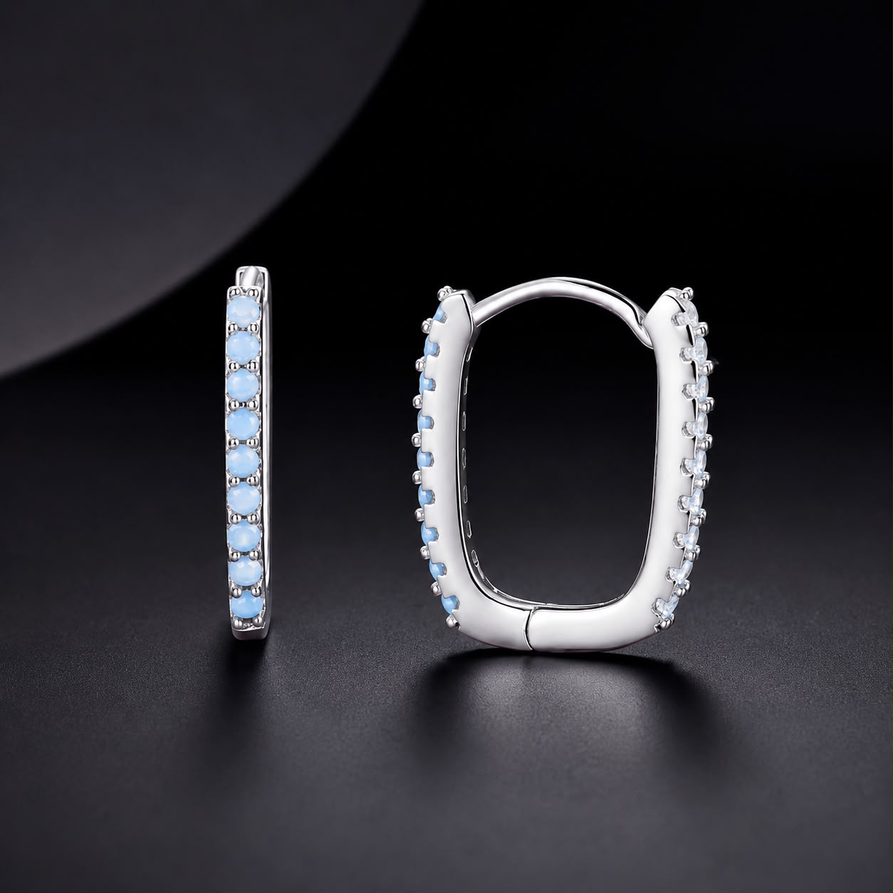 925 Sterling Silver Opal Earrings with Platinum Plating for Women