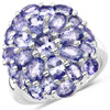 7.08 Carat Genuine Tanzanite .925 Sterling Silver Ring