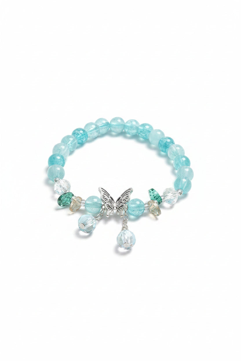 Boho Blue Bead Butterfly Charm Bracelet