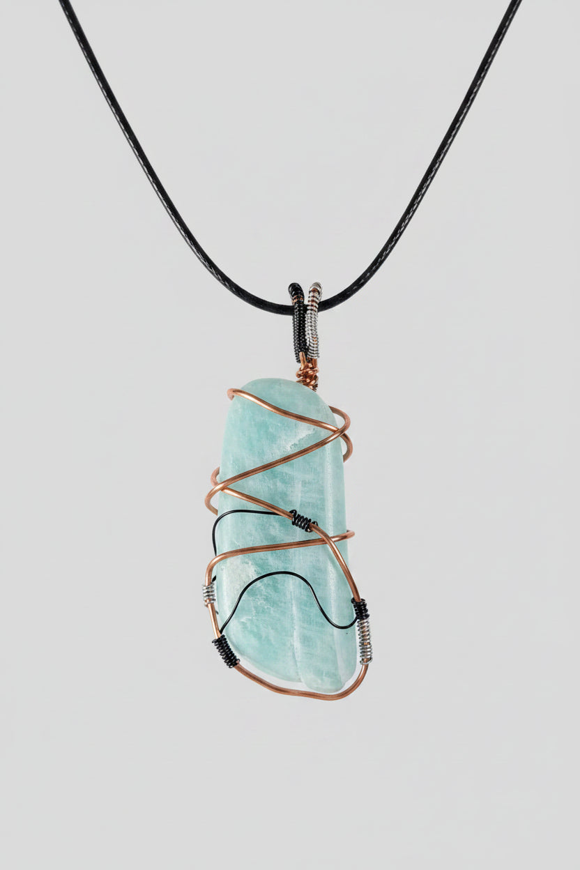 Wire Wrapped Colorado Jade Pendant Necklace