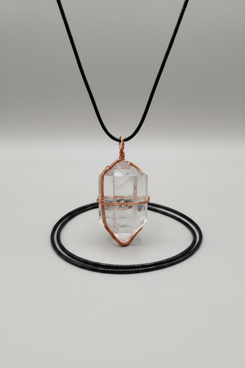 Wire Wrapped Quartz Pendant Necklace