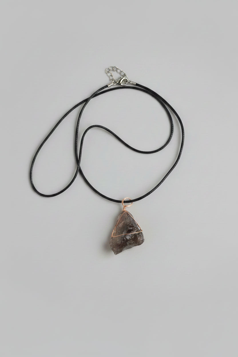 Wire Wrapped Smokey Quartz Pendant Necklace