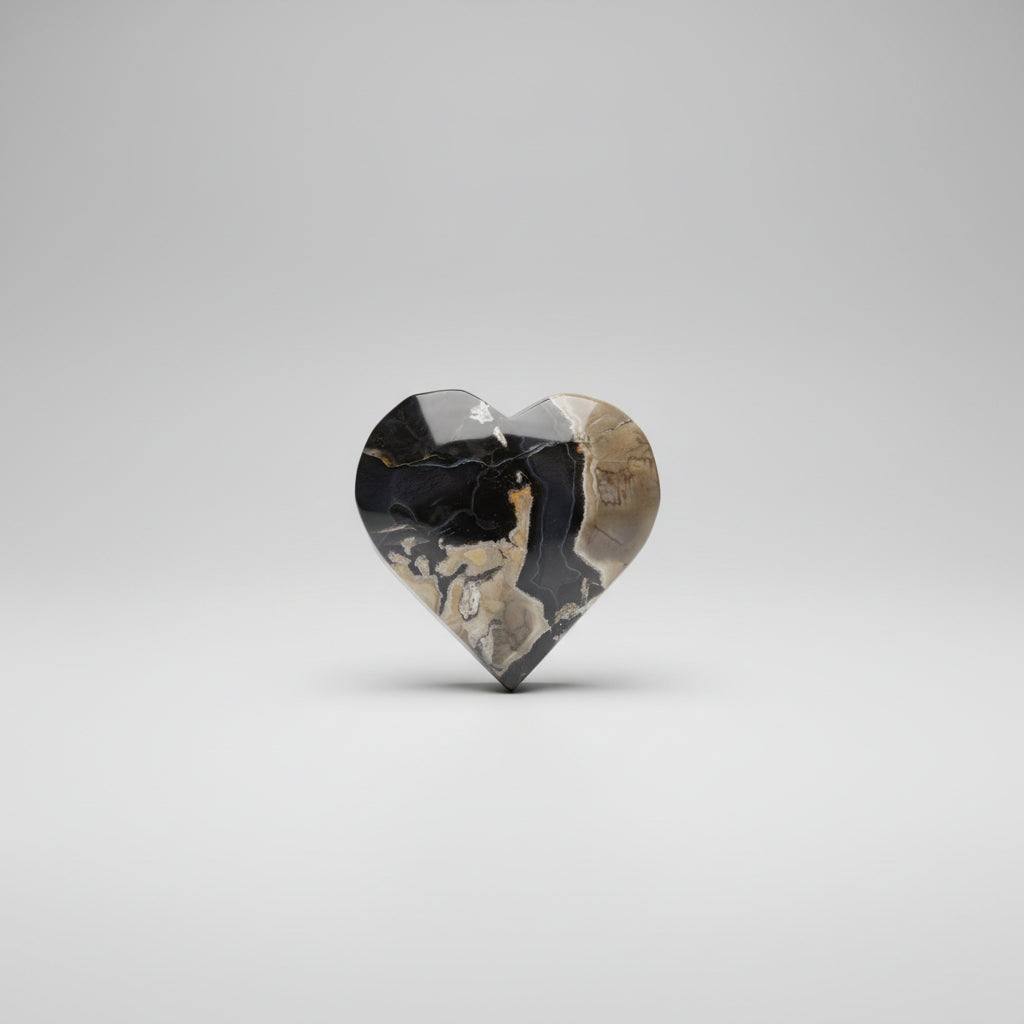 Heart Shaped Volcanic Polished Stone Natural Crystal Mineral Specimen - Image 1
