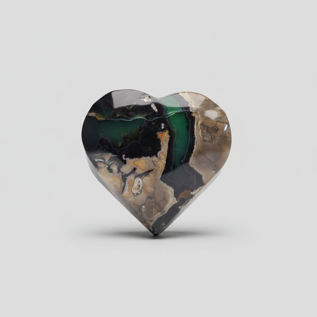 Heart Shaped Volcanic Polished Stone Natural Crystal Mineral Specimen - Image 2