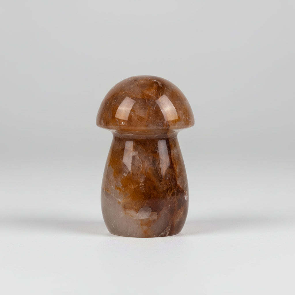 Polished Stone Mushroom Carving Ferruginous Quartz Crystal Figurine - Image 1
