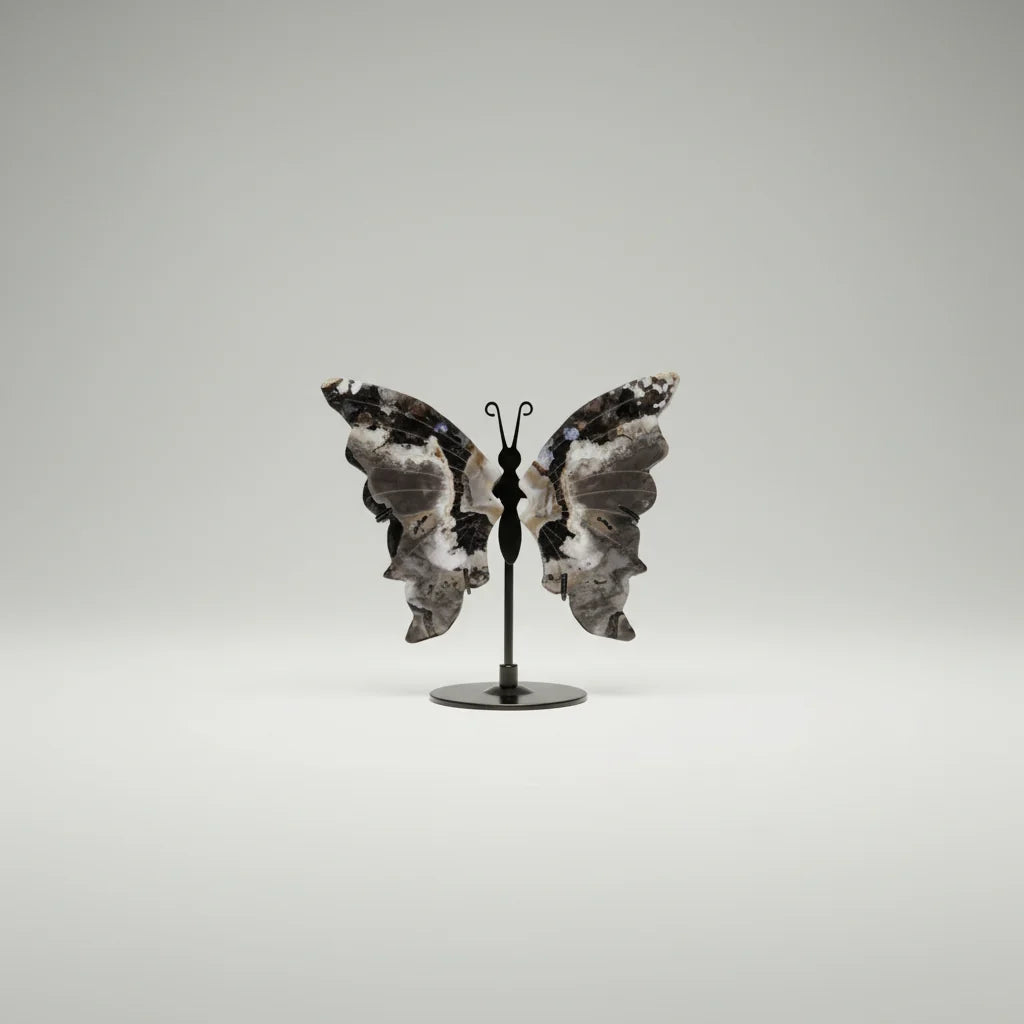UV Volcanic Agate Butterfly With Stand - Image 1