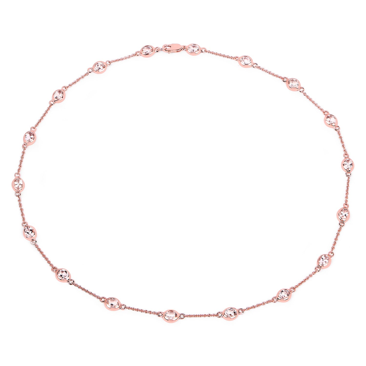 14K Rose Gold Plated 4.50 Carat Genuine Morganite .925 Sterling Silver Necklace