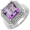 4.91 Carat Genuine Amethyst & White Topaz .925 Sterling Silver Ring