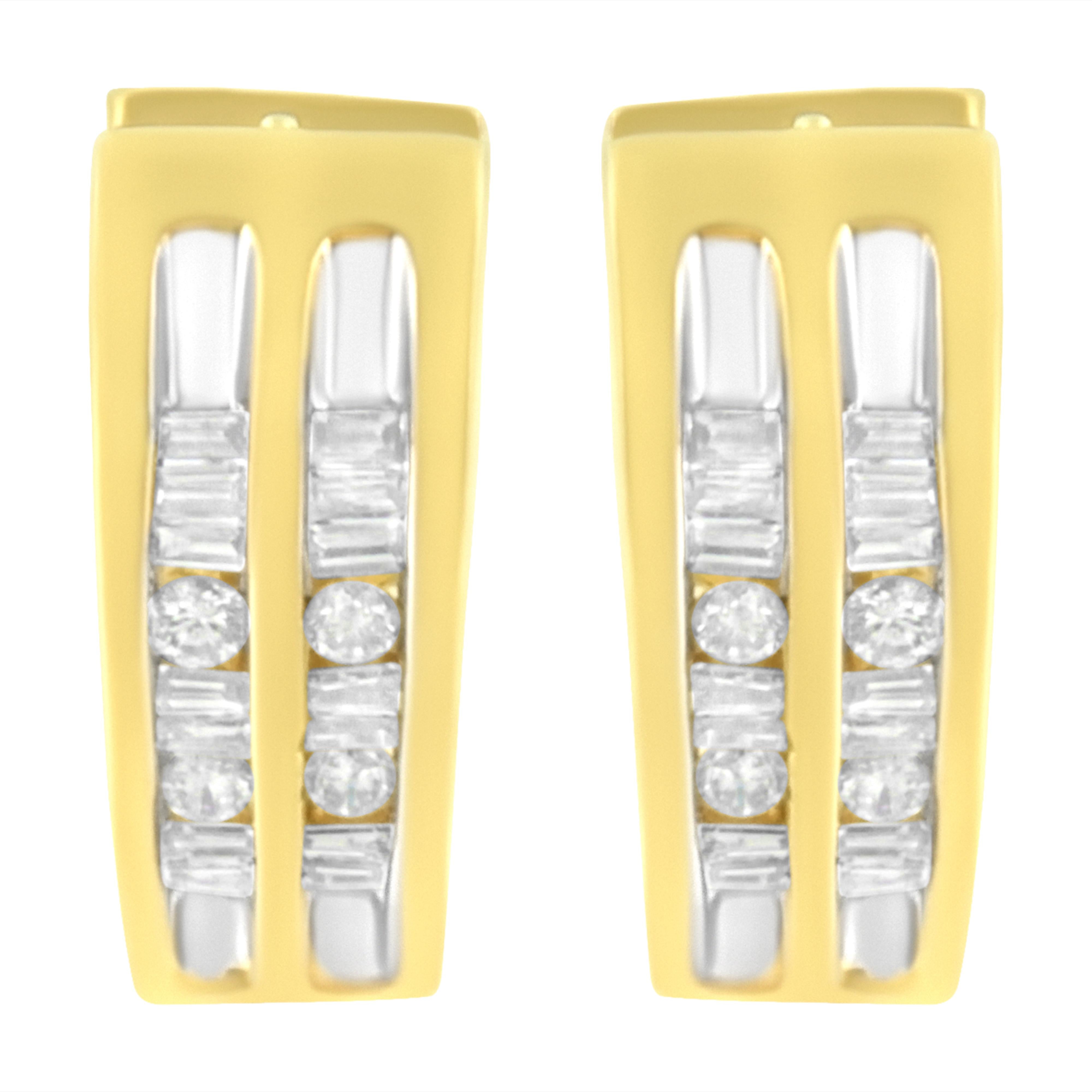 10K Yellow Gold 1/2 cttw Diamond Huggy Heart Hoop Earrings (I-J Clarity, I2-I3 Color)