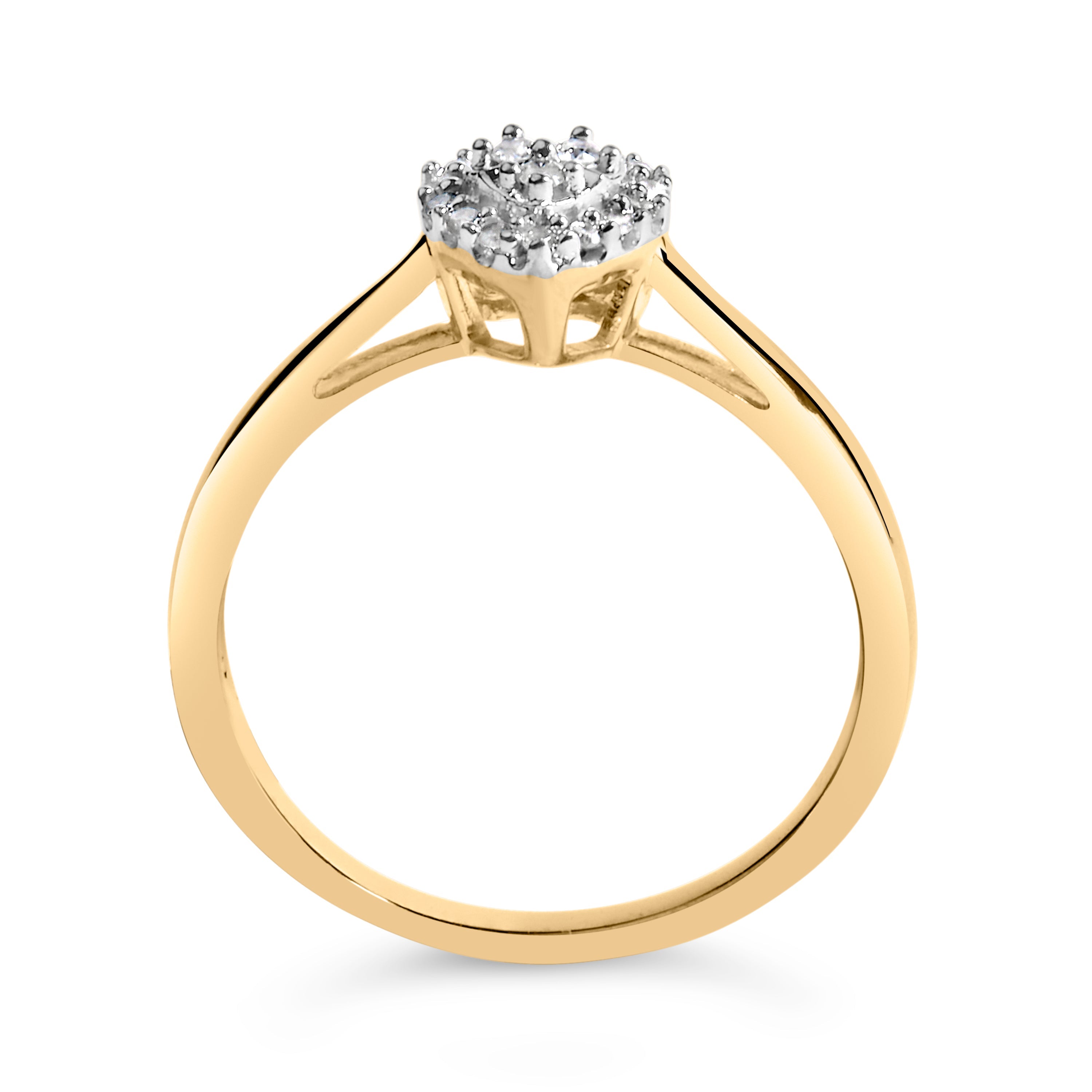 14K Yellow Gold Plated .925 Sterling Silver 1/10 Cttw Round-Cut Diamond Heart Engagement Ring (I-J Color, I3 Clarity) - Size 7