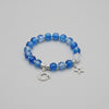 Boho Blue Crackled Glass Beads With Moon Charm Elastic Bracelet