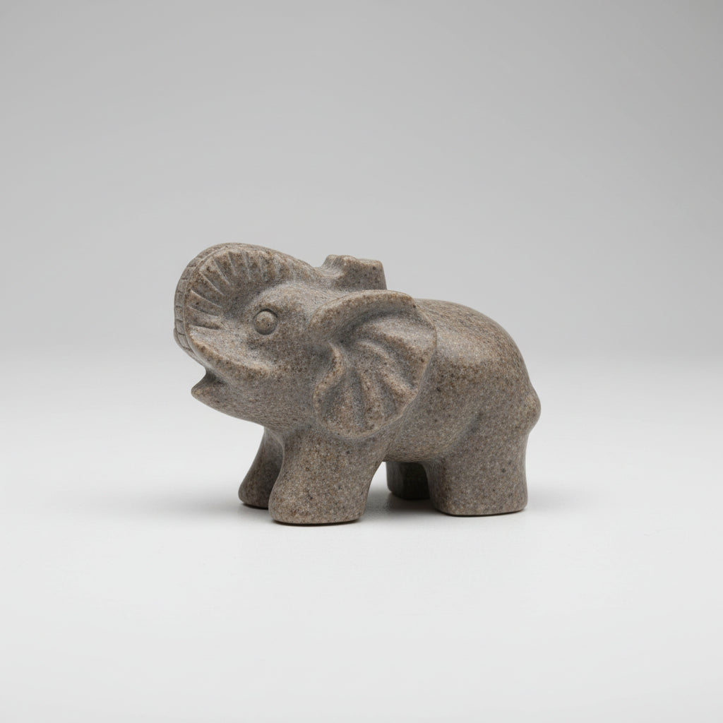 Grey Rock Elephant Sculpture